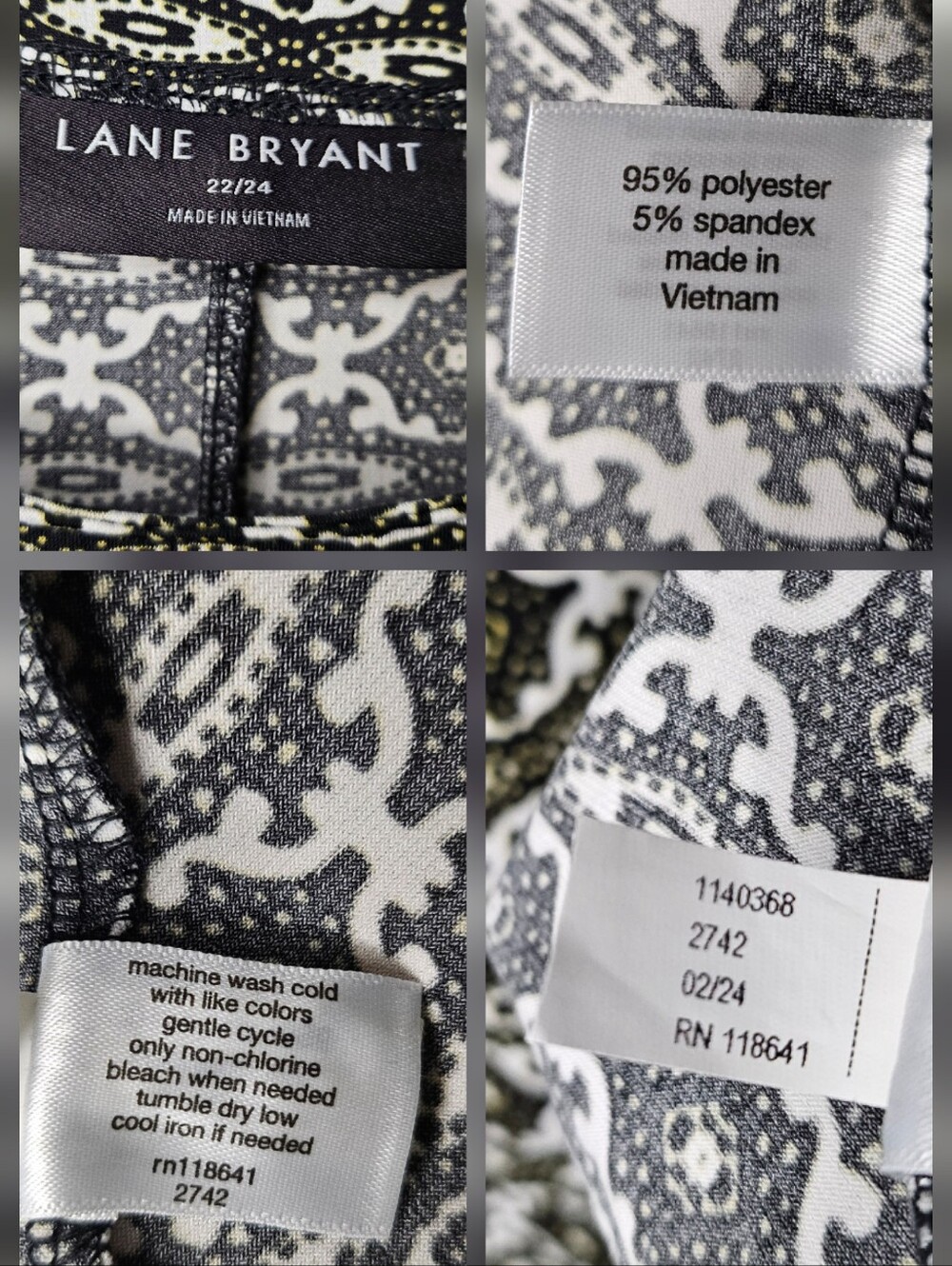 Lane Bryant Size 22/24 Plus Size Swing Tunic Top Black White Geometric Stretch - Picture 10 of 12